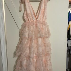 Just Me Peach Ruffle Dress